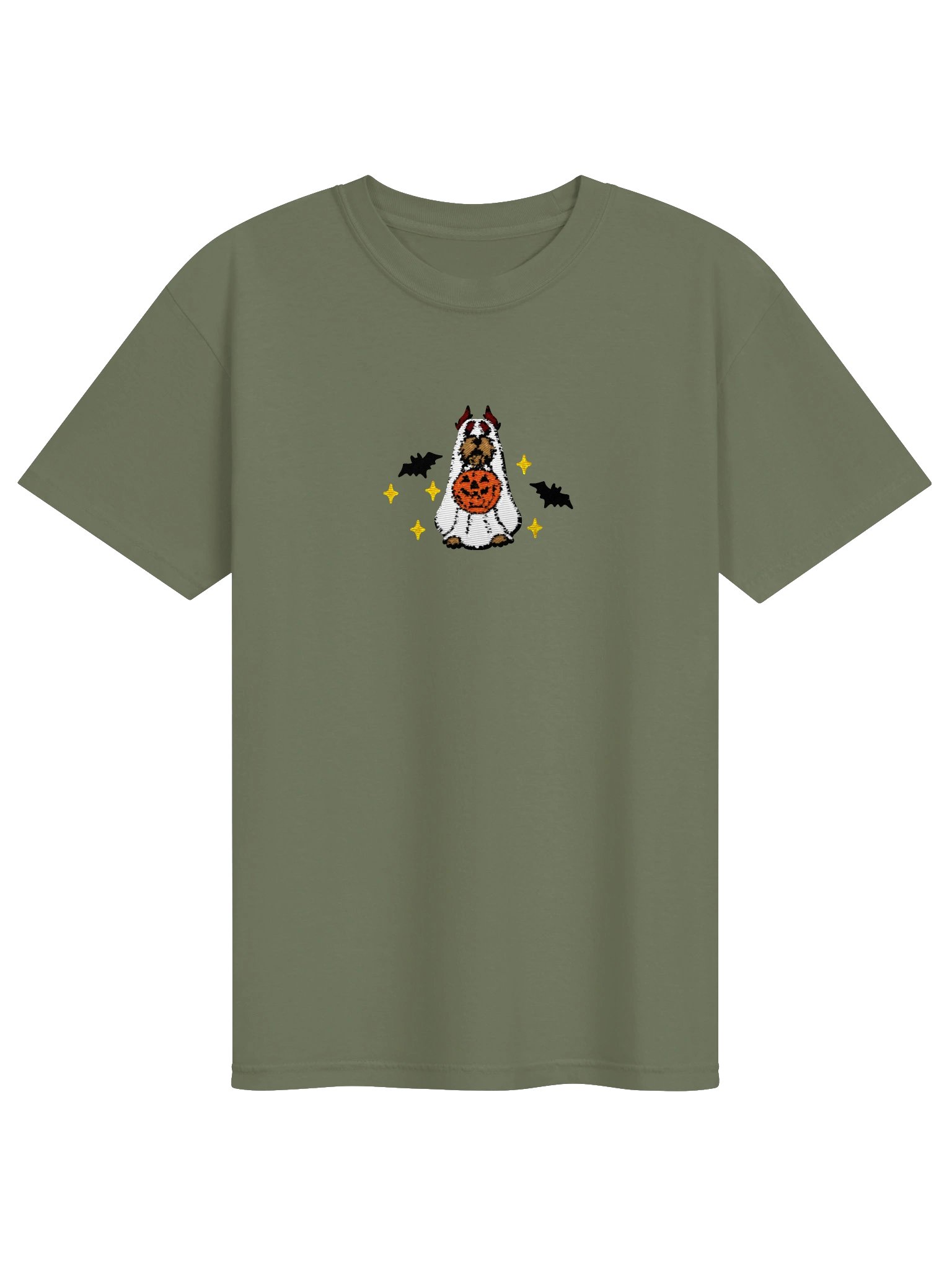 Halloween Miniature Schnauzer(Liver & Tan, Cropped Ears) Embroidered T-Shirt product image (9)