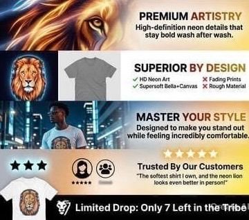 Majestic Neon Lion | Unisex Bella+Canvas Supersoft T-Shirt 🦁✨ product image (5)