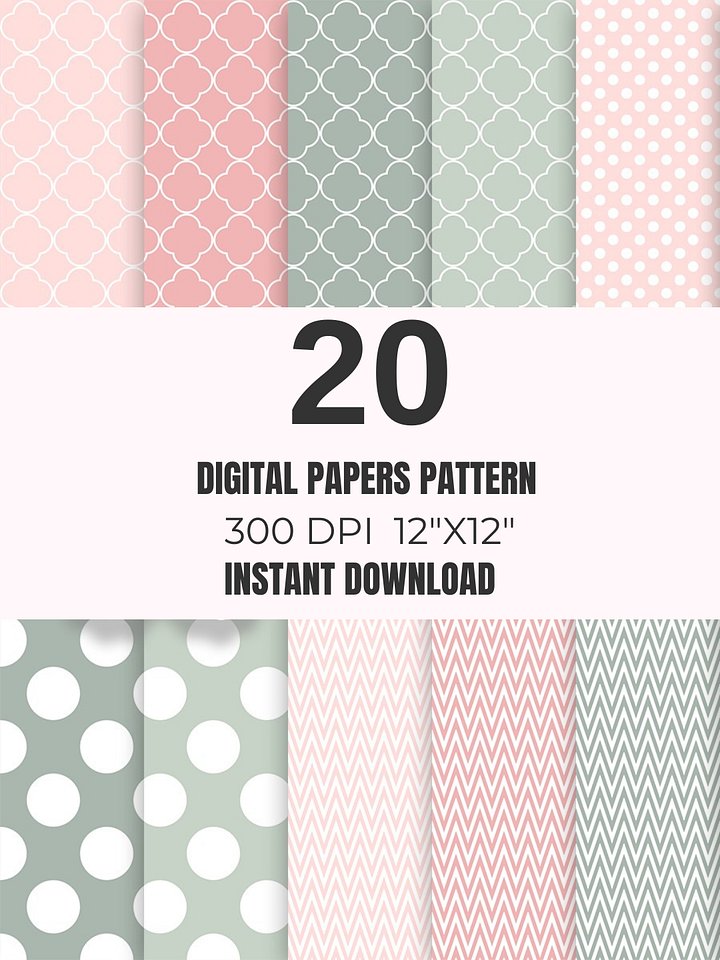 Pastel Pink & Sage Seamless Paper Pack 20 product image (1)