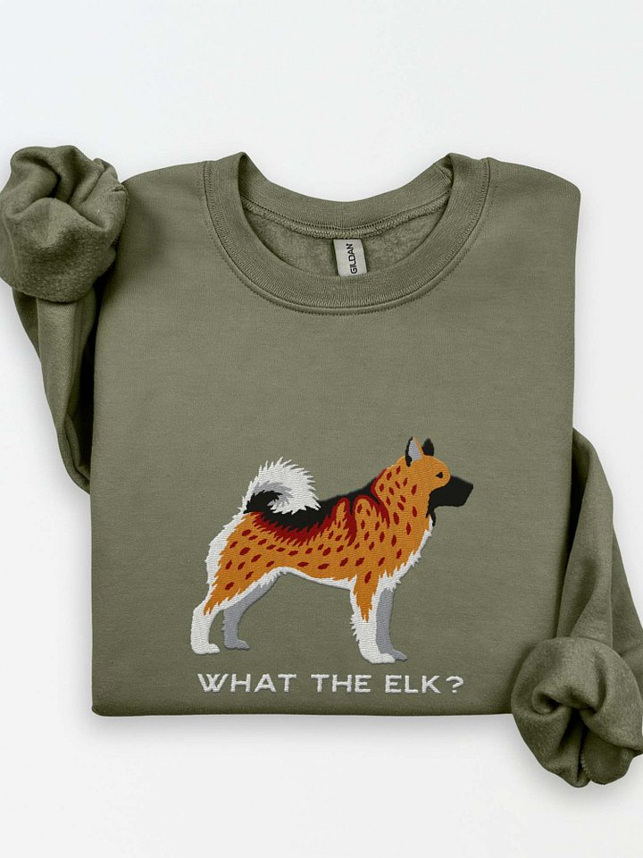 What the Elk? Sweatshirt (Embroidered) of a Norwegian Elkhound(Brown) product image (1)
