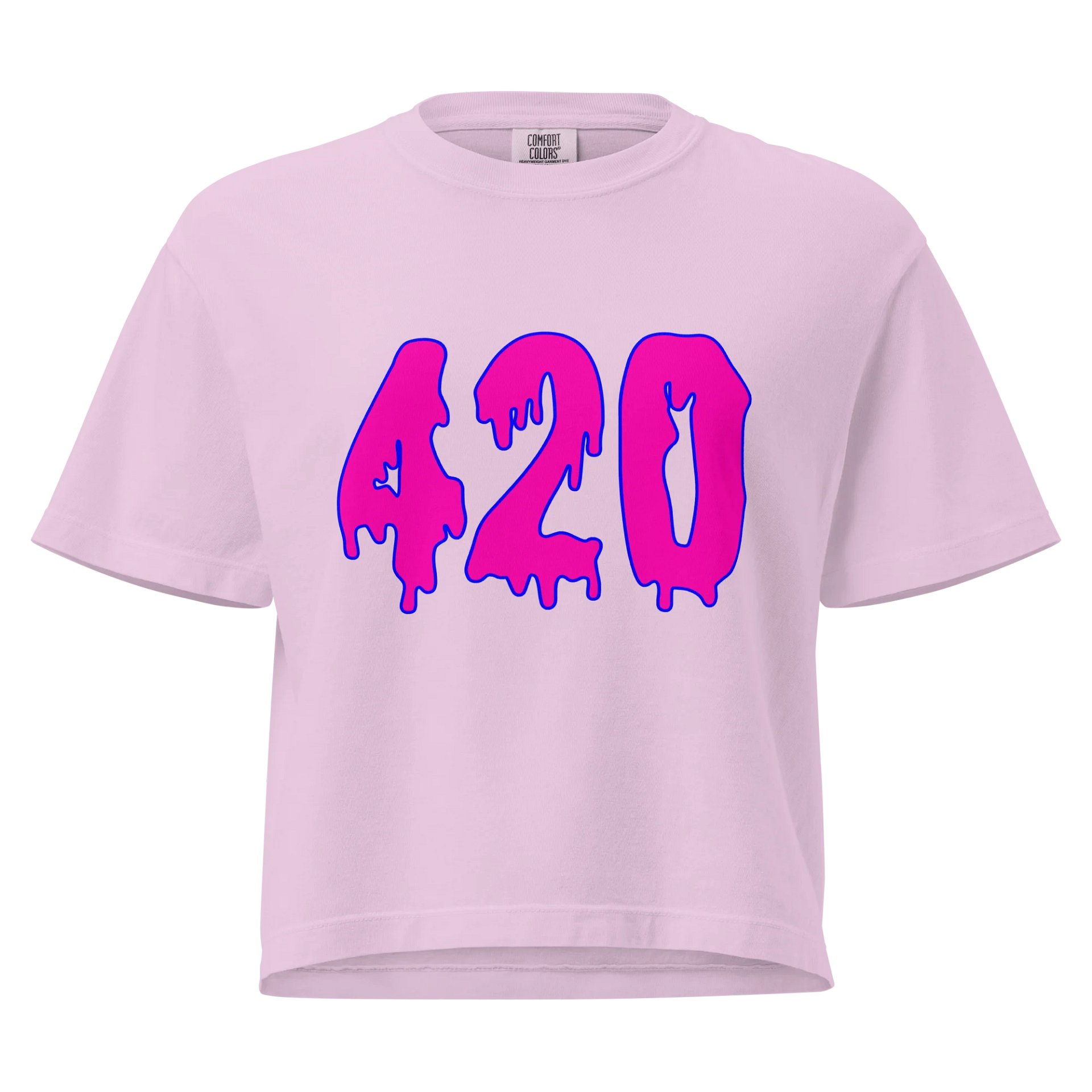 Hot Pink Happy 420 Orchid T-Shirt, Creepy Dripping Design Stoner Tee, Twisted Cannabis Clothing product image (1)