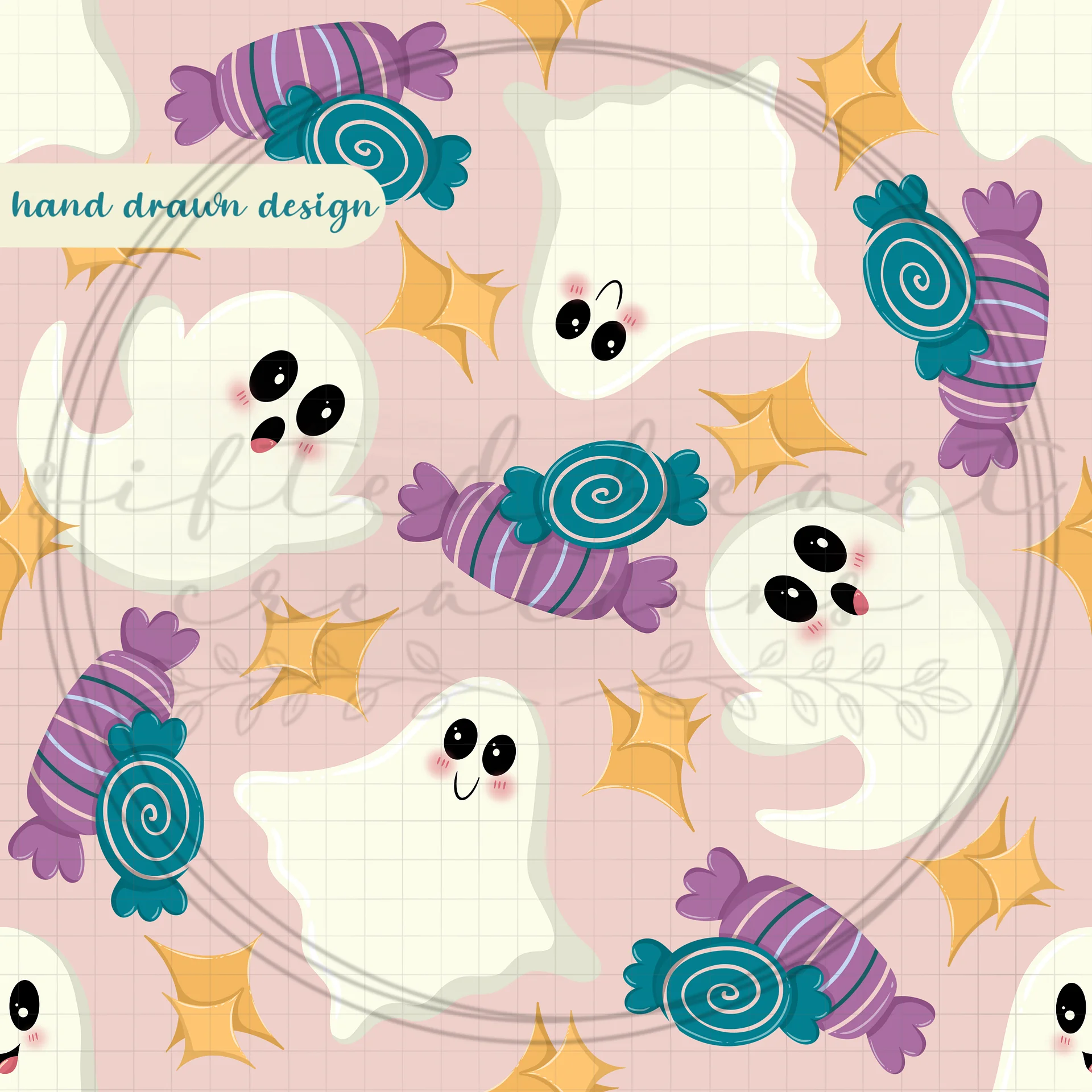 Ghosts & Candy Seamless Pattern product image (1)