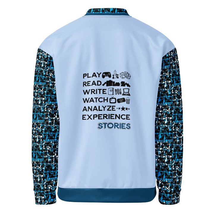 Experience Stories Unisex Bomber Jacket (Blue, Pale Blue, and Black) product image (1)