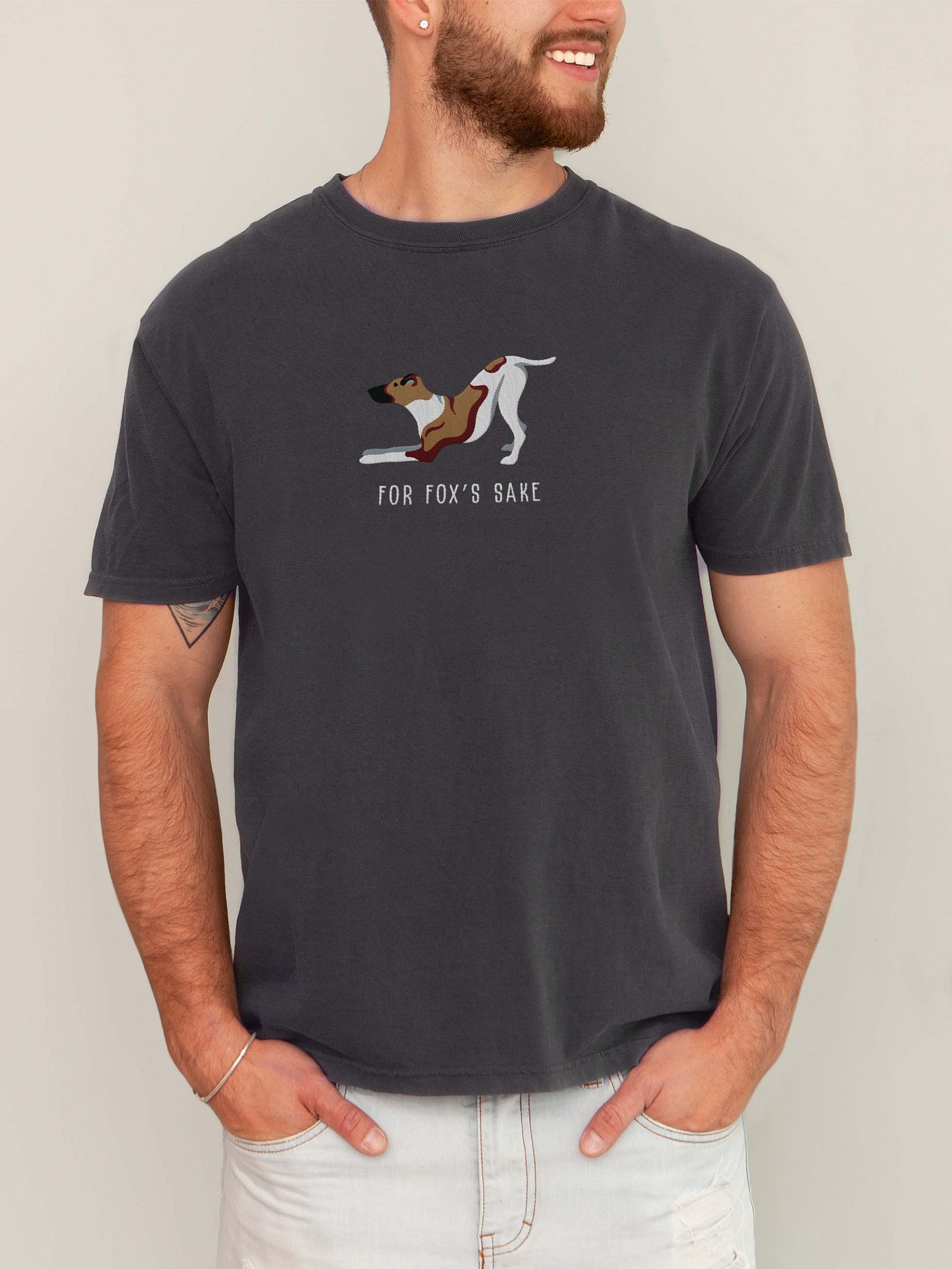 For Fox's Sake T-Shirt(Embroidered) of a Smooth Fox Terrier(Brown) product image (2)