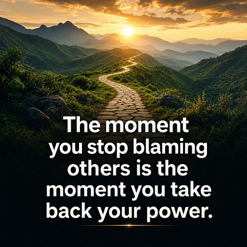 The moment you stop blaming others is the moment you take back your power.