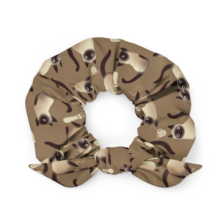 Siamese Cats Knocking Stuff Over Patterned Scrunchie product image (1)