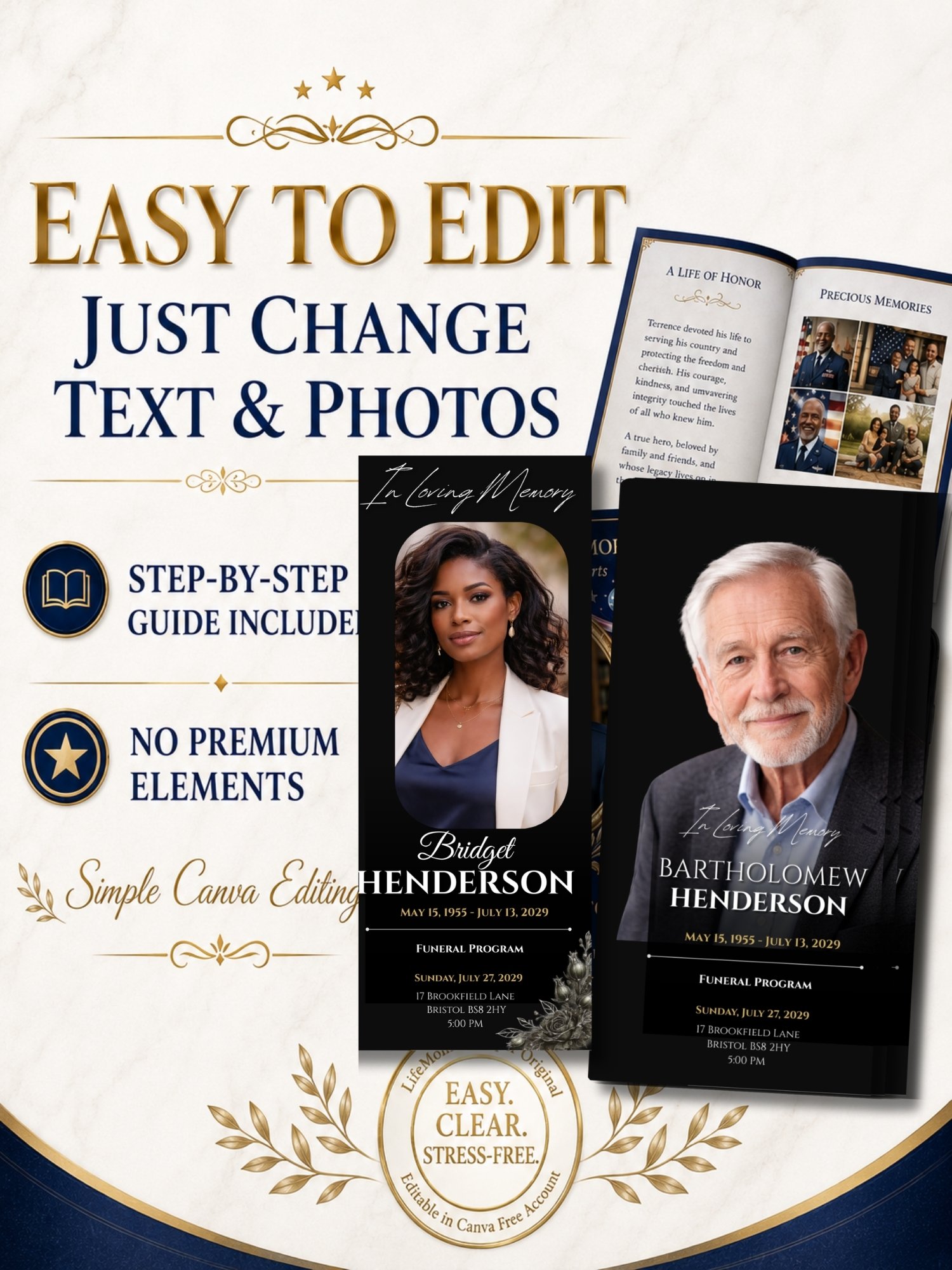 Military Veteran Obituary & Celebration of Life | 8-Page Funeral Program Canva Template product image (6)