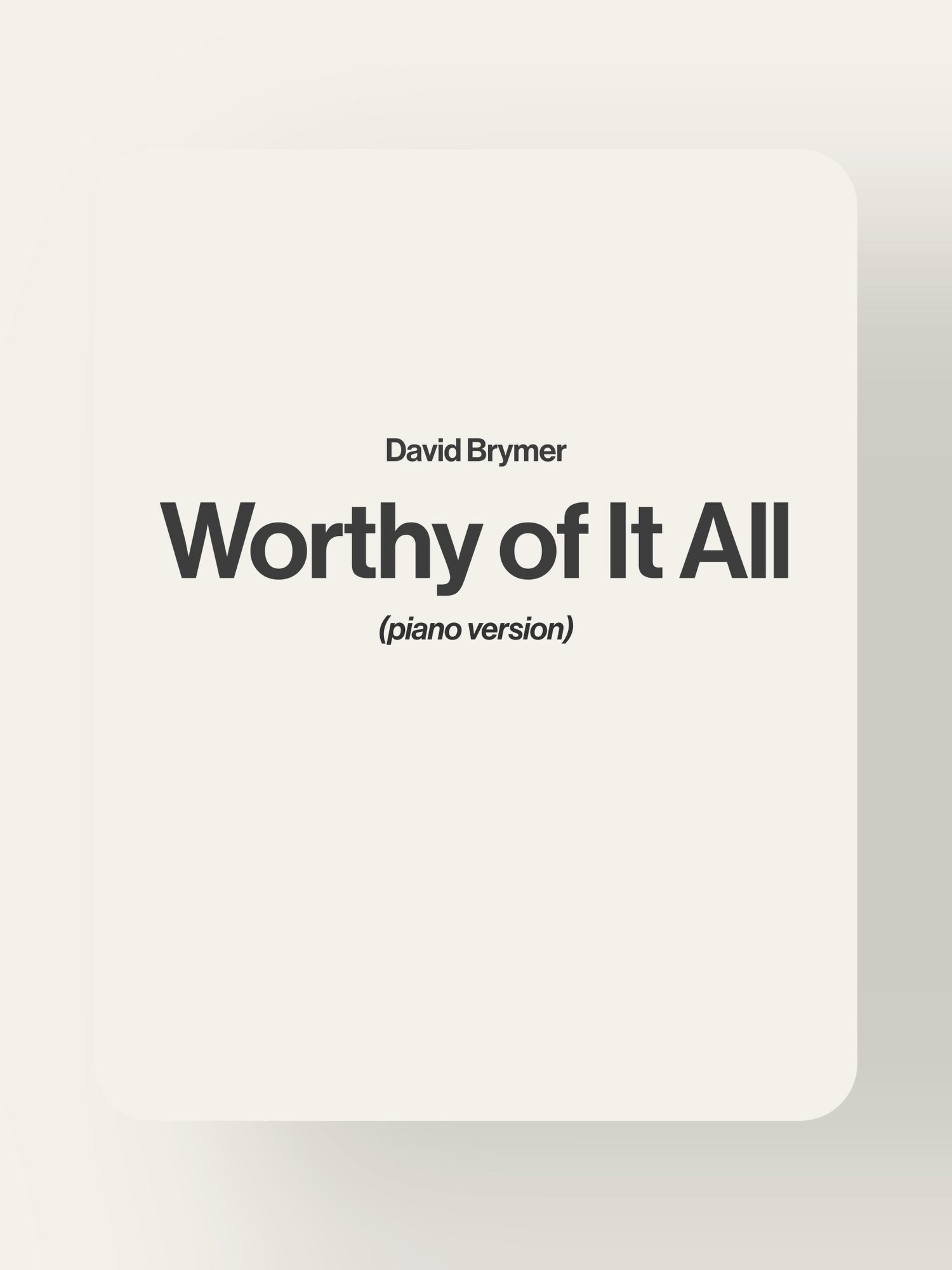 Worthy of It All - David Brymer product image (1)