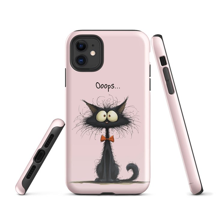 Funny Black Cat iPhone® Tough Case – Dual-Layer Protection | Cute Cartoon Design product image (1)