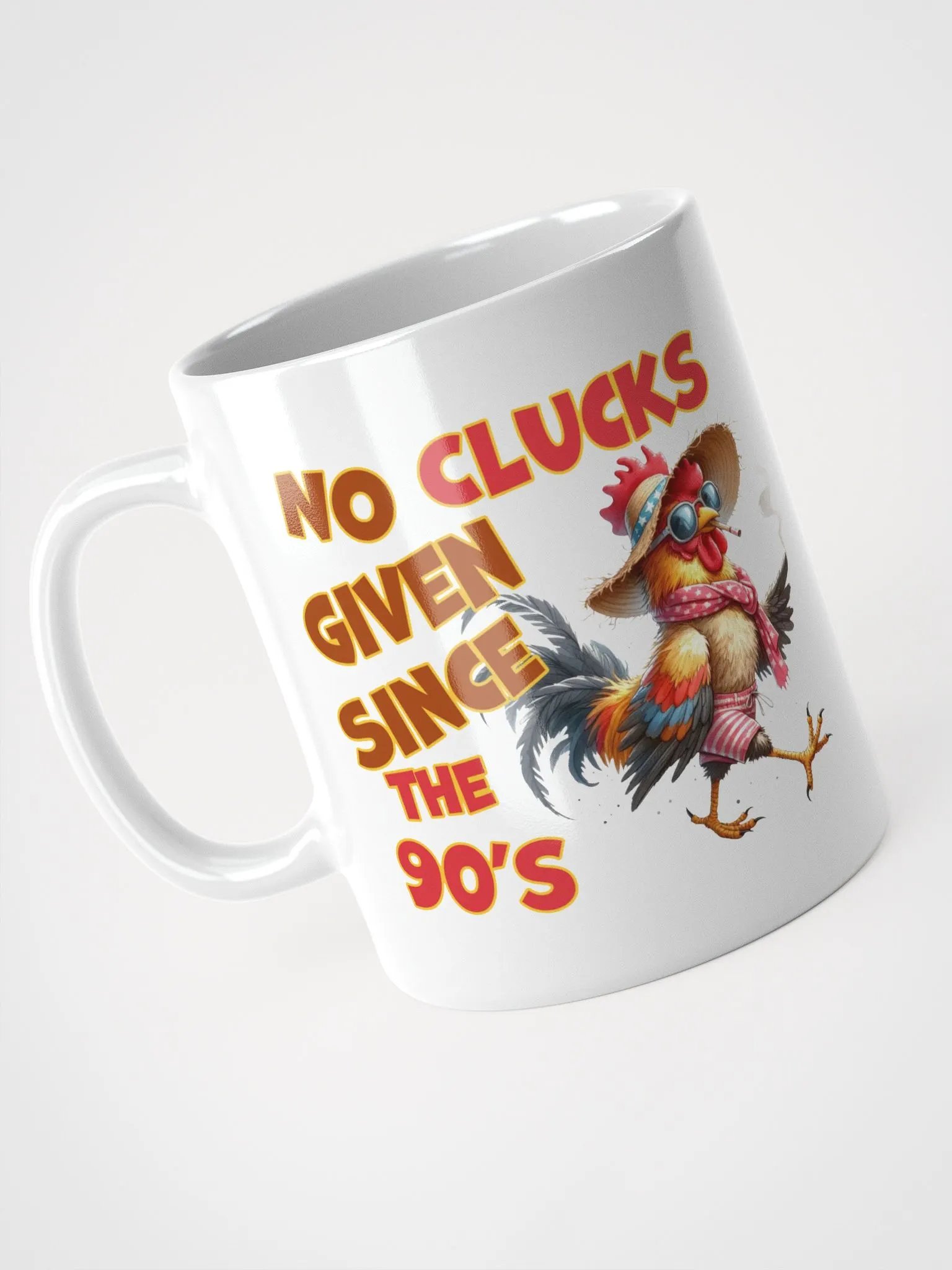 No Clucks Given Since The 90's - White glossy mug product image (5)