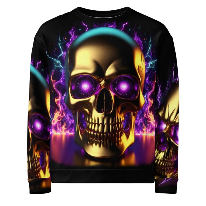 Futuristic Flames Golden Skull - Unisex Sweatshirt #6 product image (1)