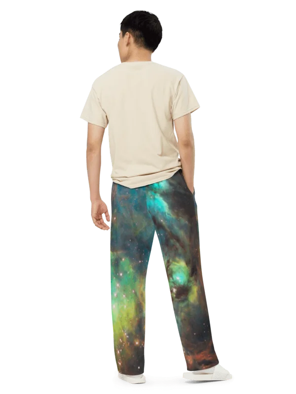 Green Galaxy Unisex Wide-Leg Pants product image (5)