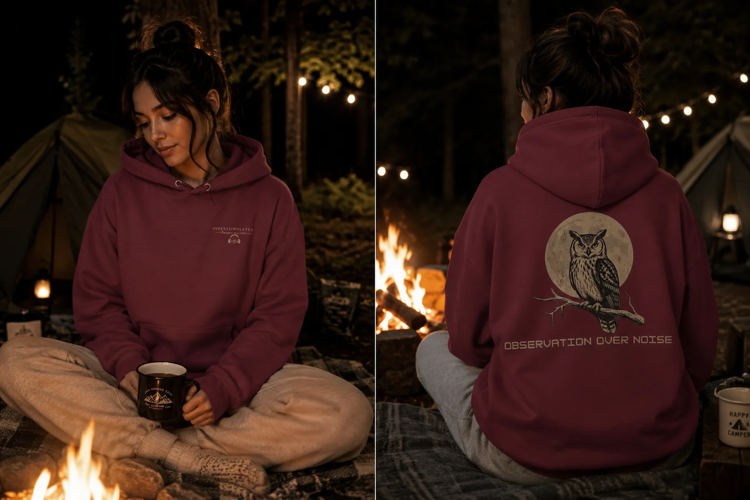 Observation Over Noise | Vintage Gothic Owl Hoodie product image (3)