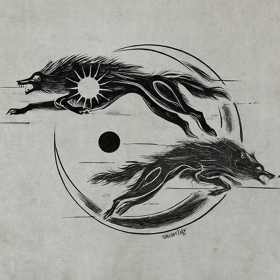 Skoll & Hati – The Celestial Wolves of Fate