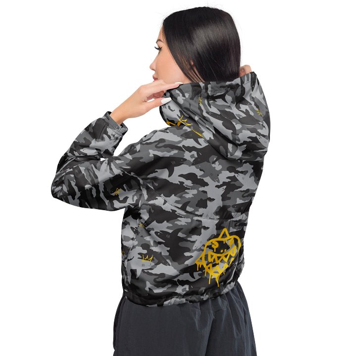 Sharkmoflauge Graffiti Grayscaled Crop Windbreaker product image (2)