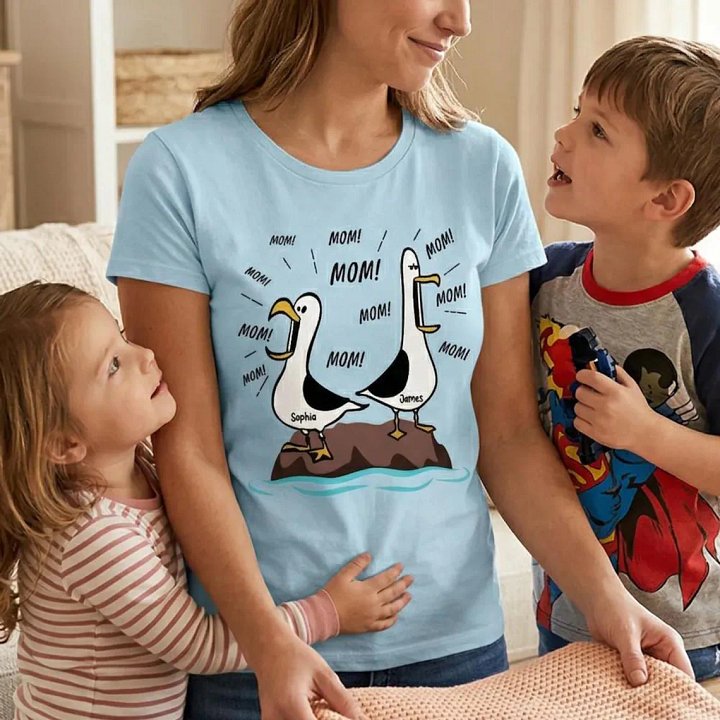 Custom MOM! MOM! MOM! Seagull T-Shirt Personalized Funny Mother's Day Gift for Her product image (1)
