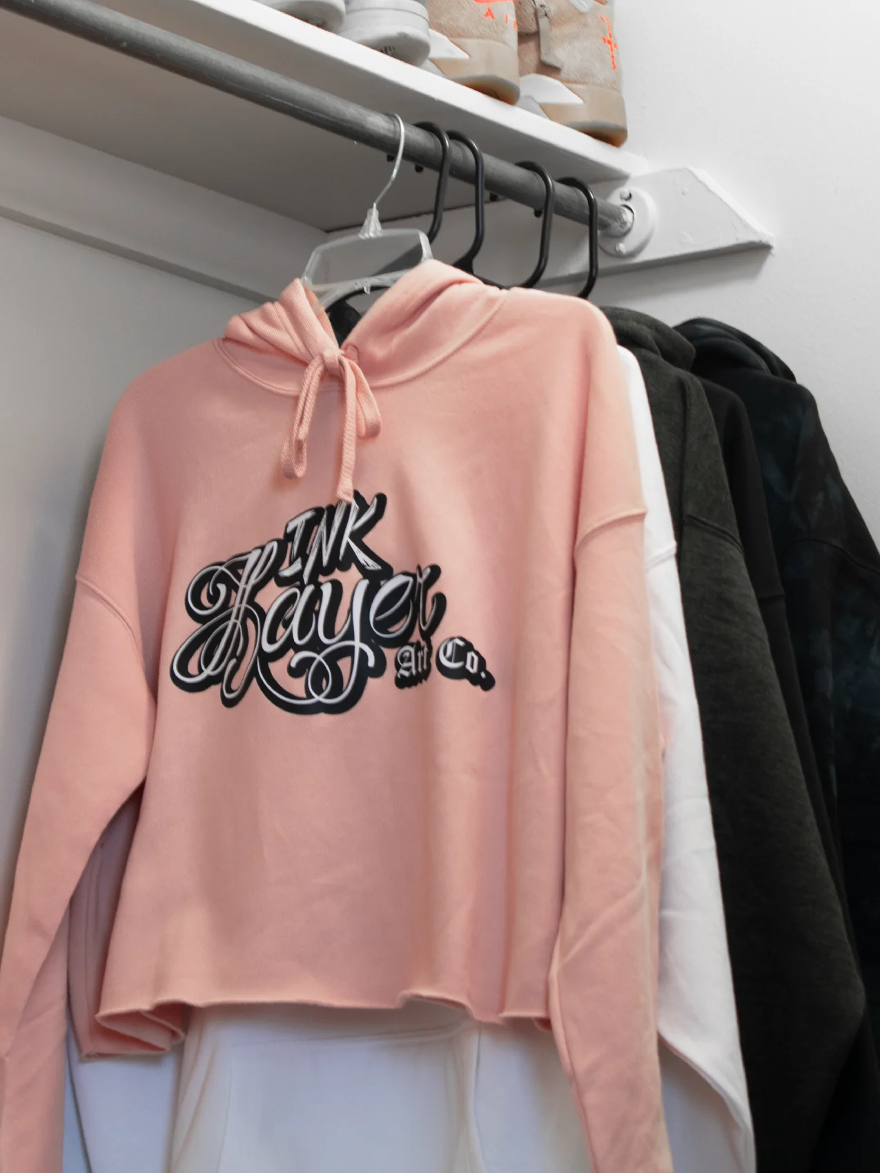 Inklayer Art Co. Pink Crop Top Hoodie product image (3)