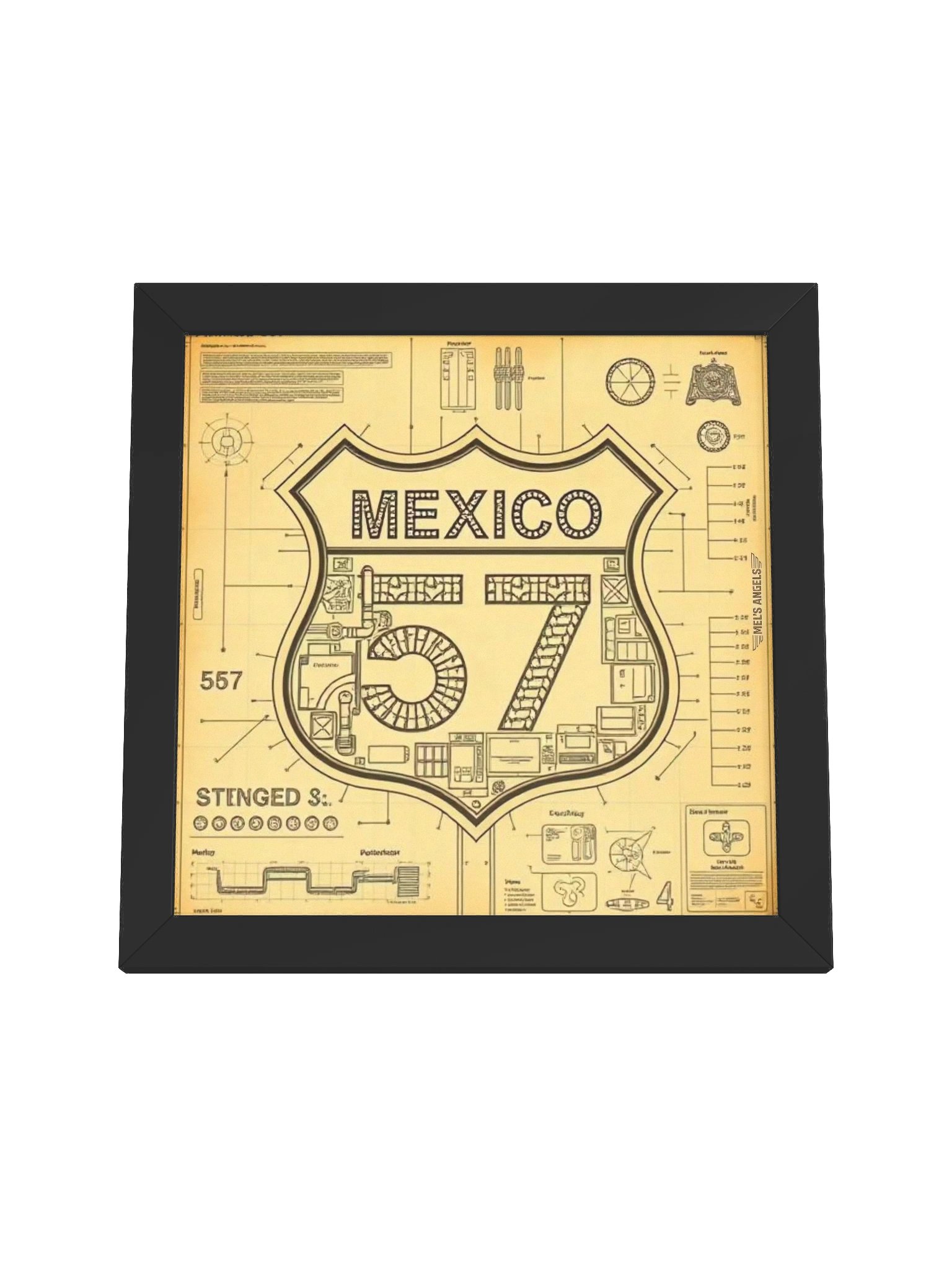 Ruta 57 — Mexico 57 Road Shield Framed Matte Poster product image (5)