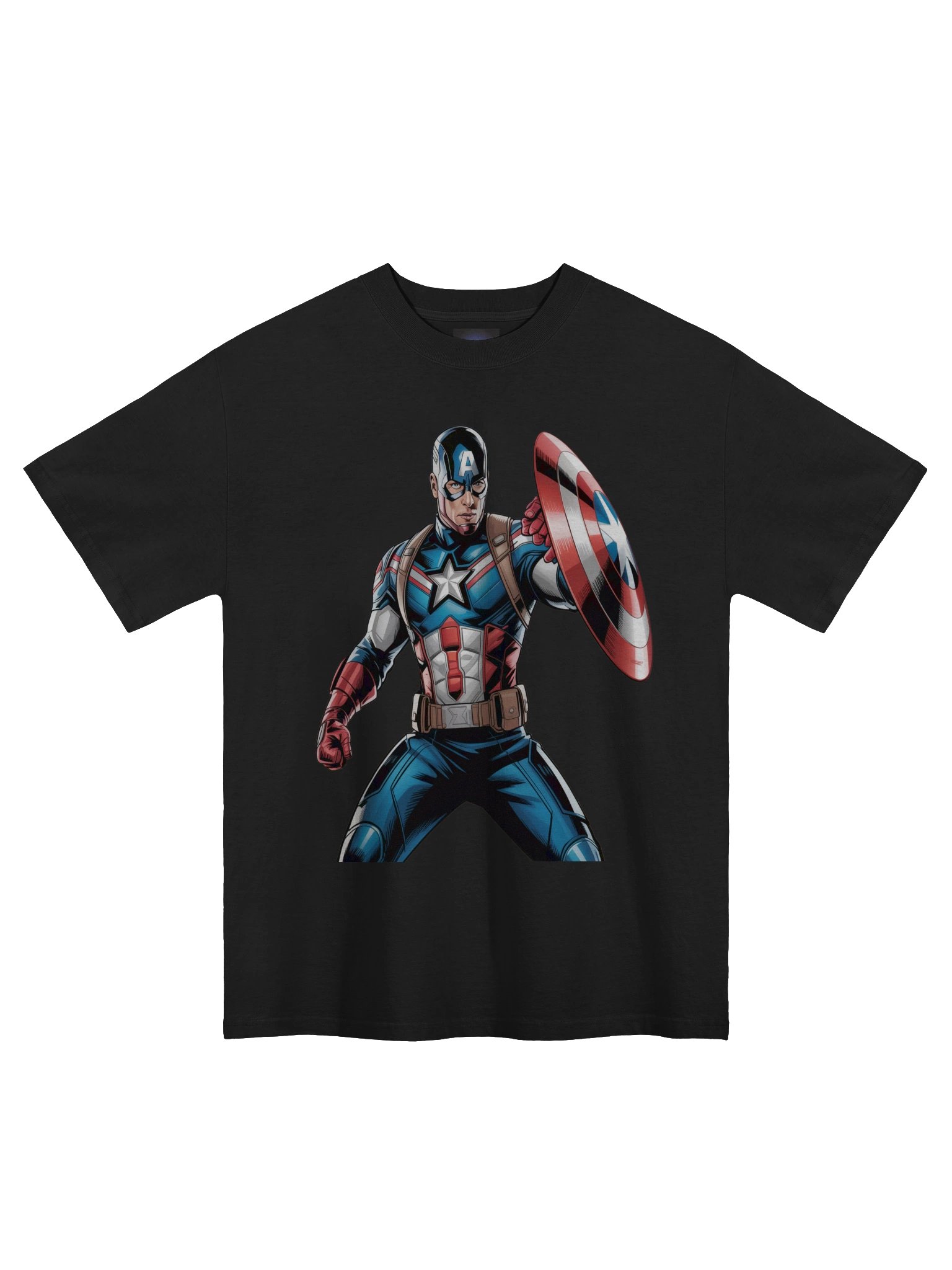 Aegis Abyss: Captain America Shadowed Surge Oversized Faded T-Shirt product image (3)