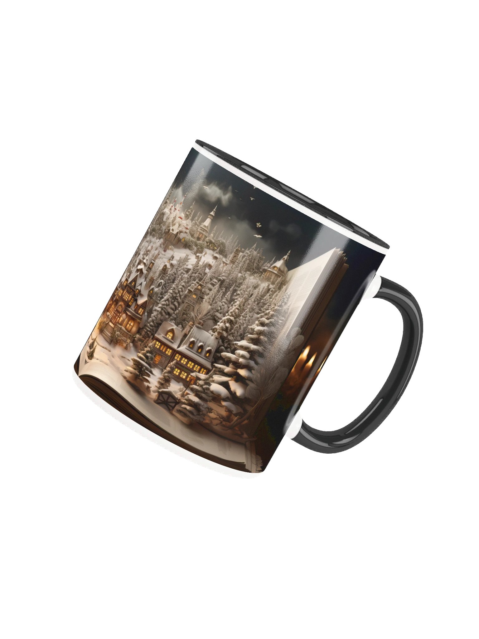 Christmas Candlelit Storybook Mountain Village Mug – A Cozy Holiday Gift for Book Lovers product image (7)