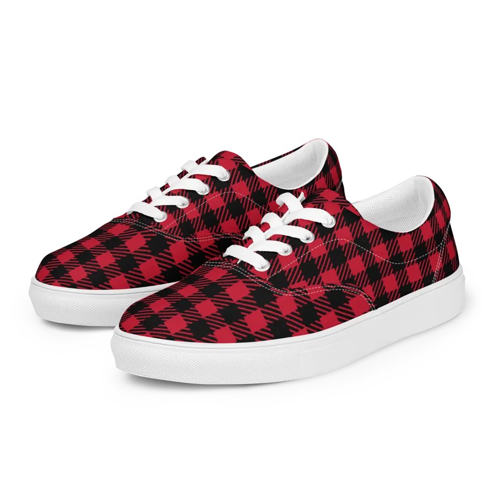 Bold Buffalo Plaid Women's Lace-Up Canvas Shoes product image (2)
