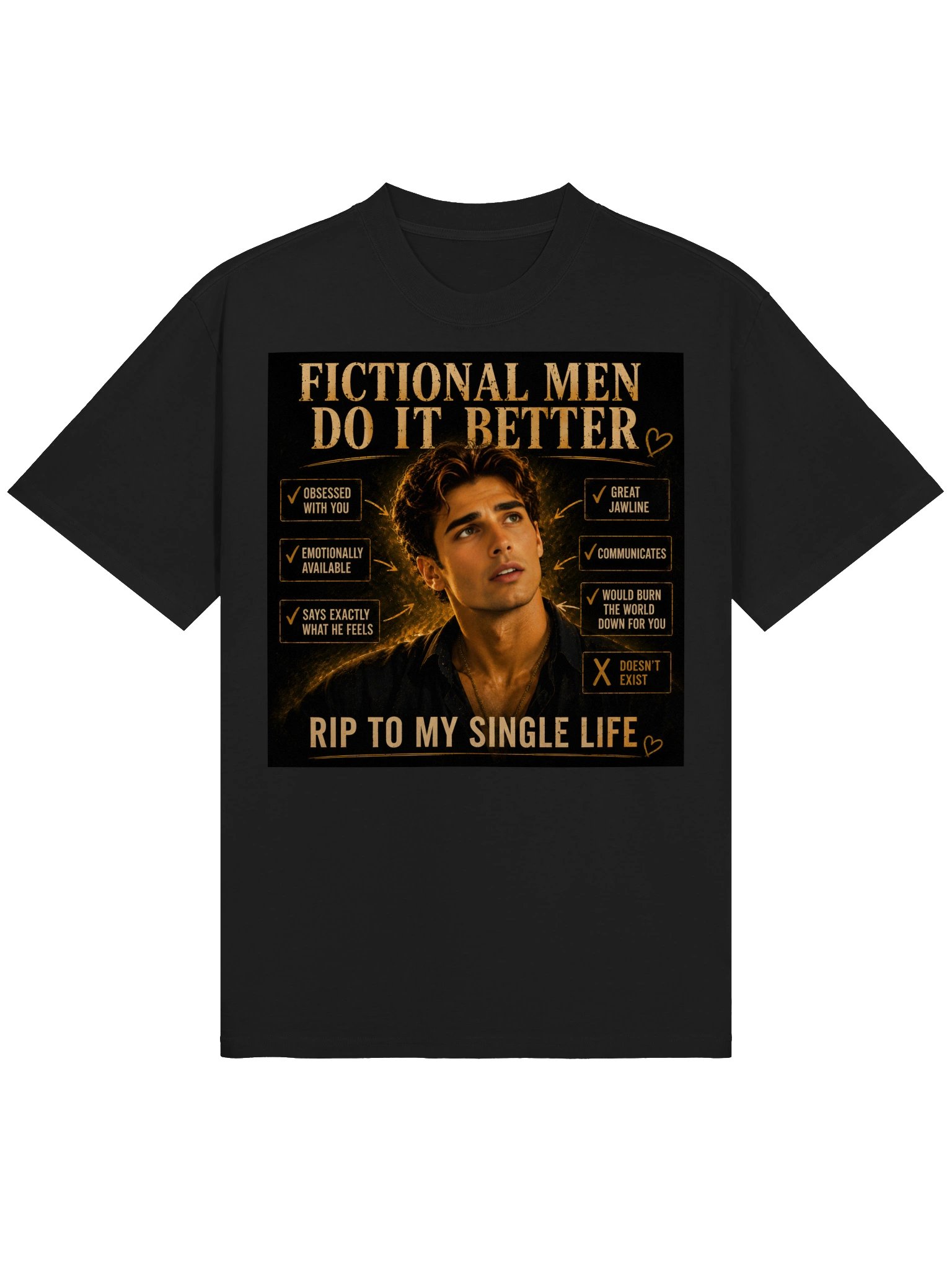 Fictional Men Do It Better Funny Romance Reader Oversized T-Shirt product image (2)