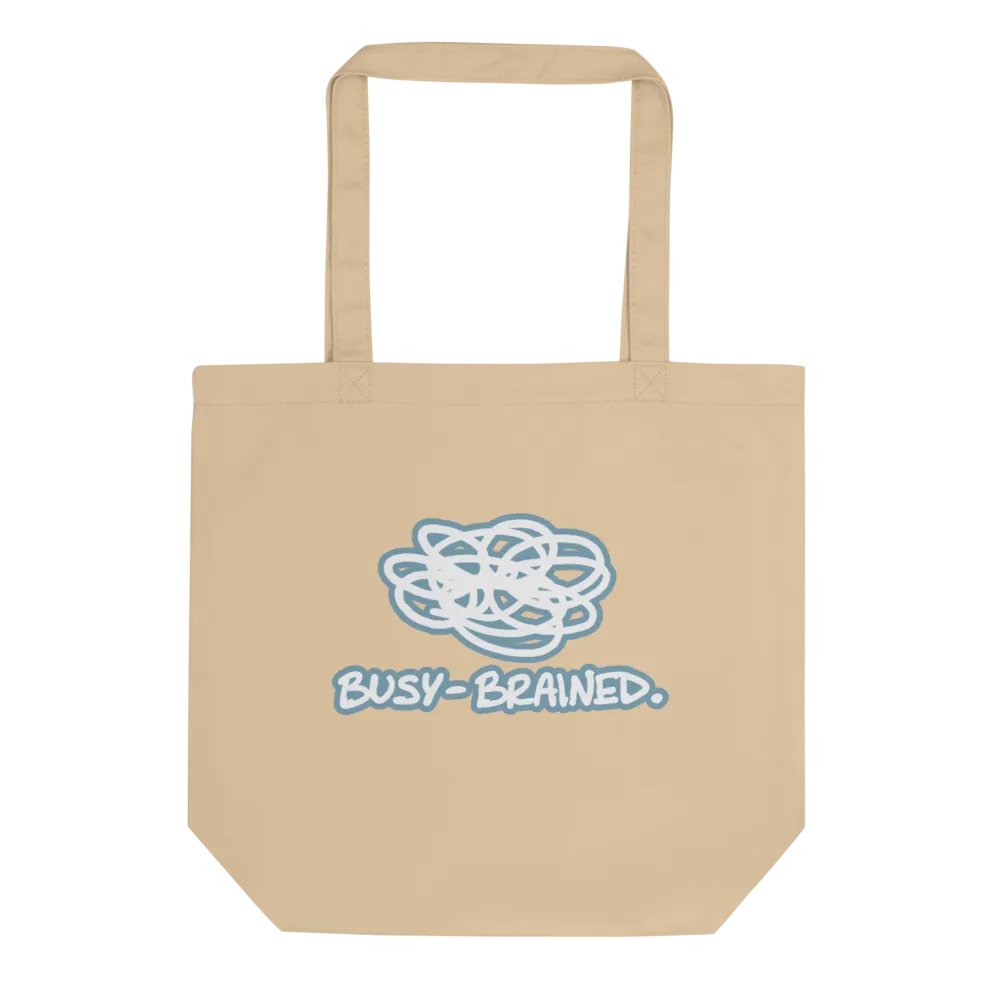 BUSY-BRAINED (lined design, #709AAF) tote bag product image (4)