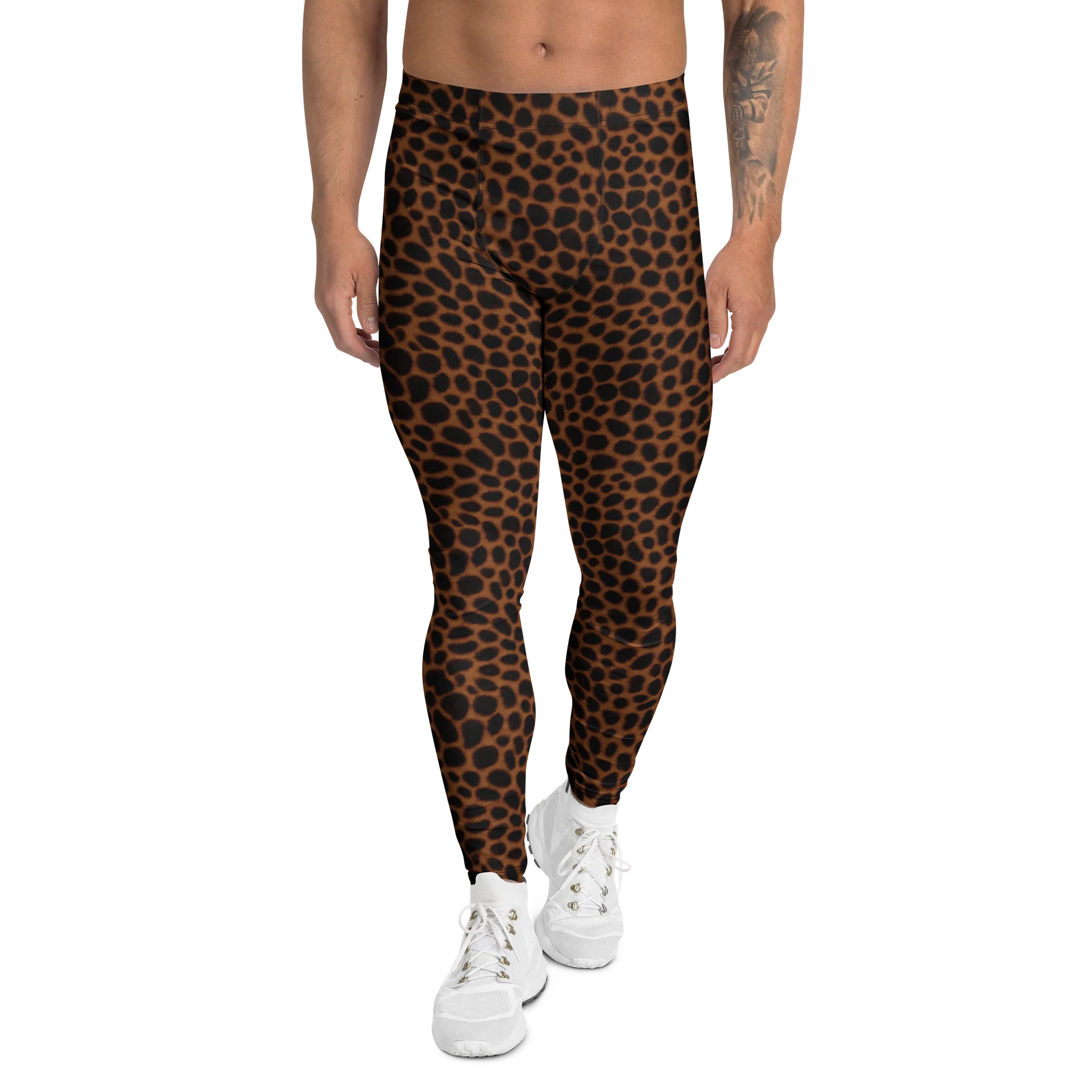 Watercolor Brown Leopard Print Men's Leggings product image (1)