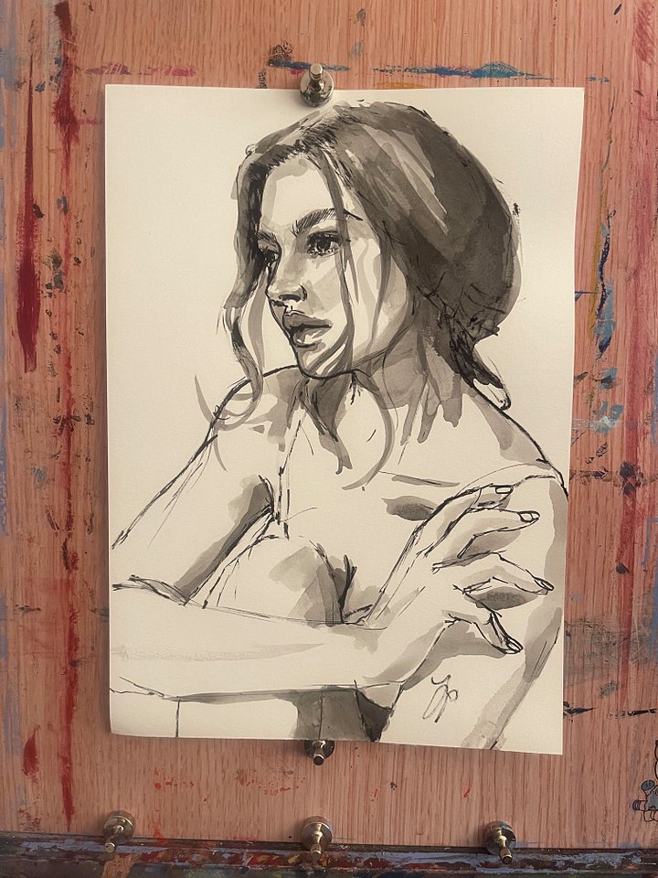Lost in Thought Ink Drawing product image (1)