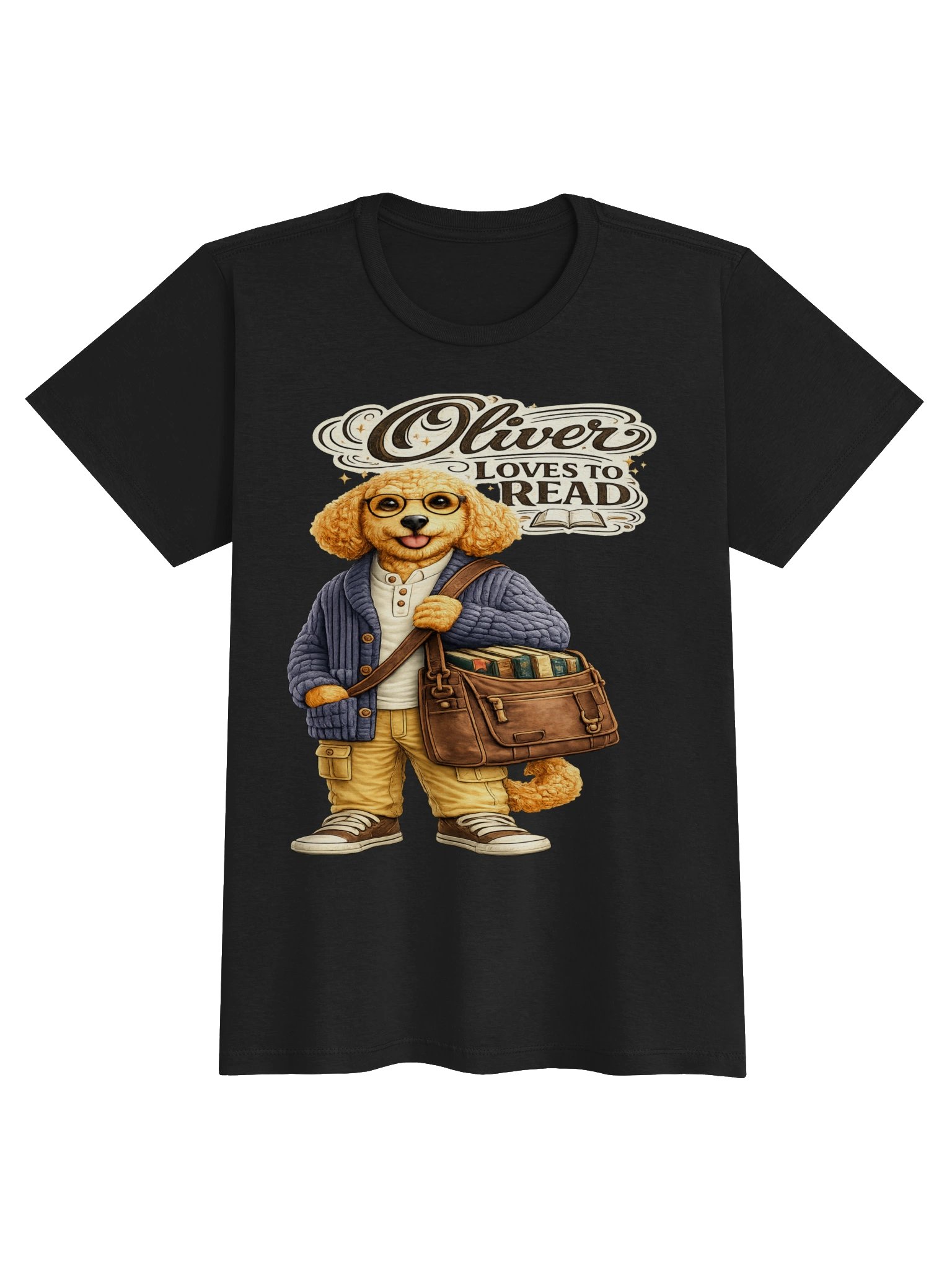 Oliver Loves to Read Dog Reader Adult Tee product image (1)