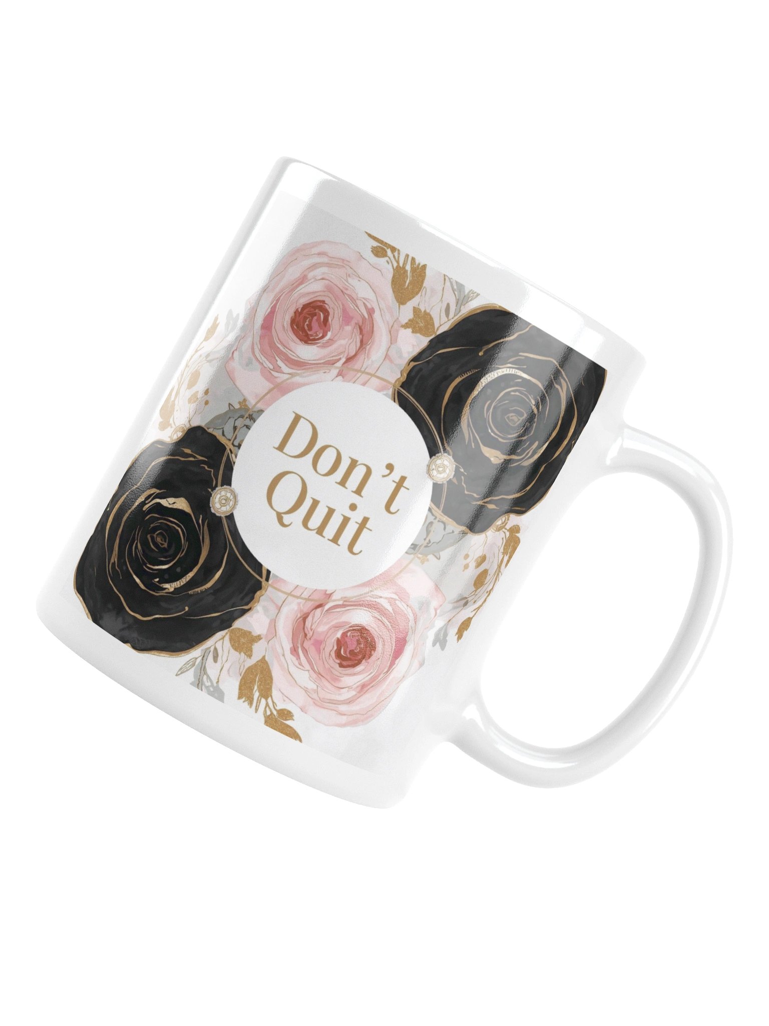 Don't Quit - Floral Motivation White Glossy Mug product image (14)