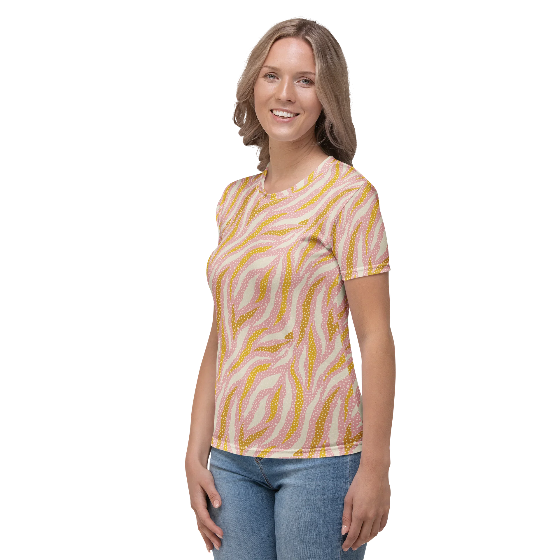 Zebra Skin Women's Crew Neck T-Shirt with Colorful Polka Dots product image (3)