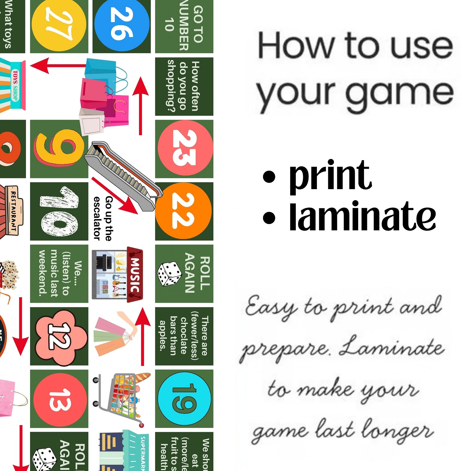 Shopping Board Game PDF JPG Group Work Printable Activity Speaking in Class product image (2)