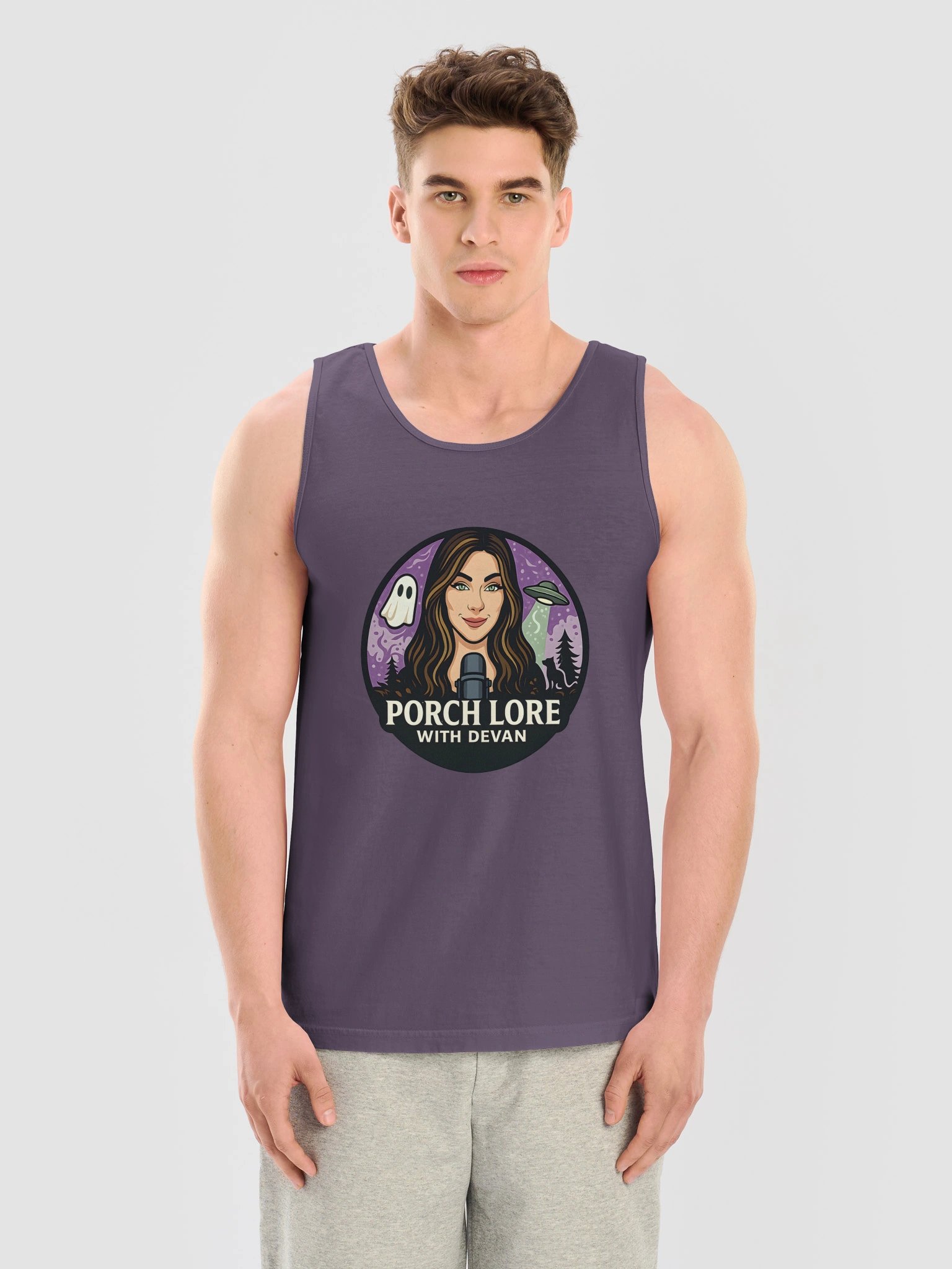 PORCH LORE DEVAN LOGO UNISEX GARMENT DYED TANK TOP product image (3)