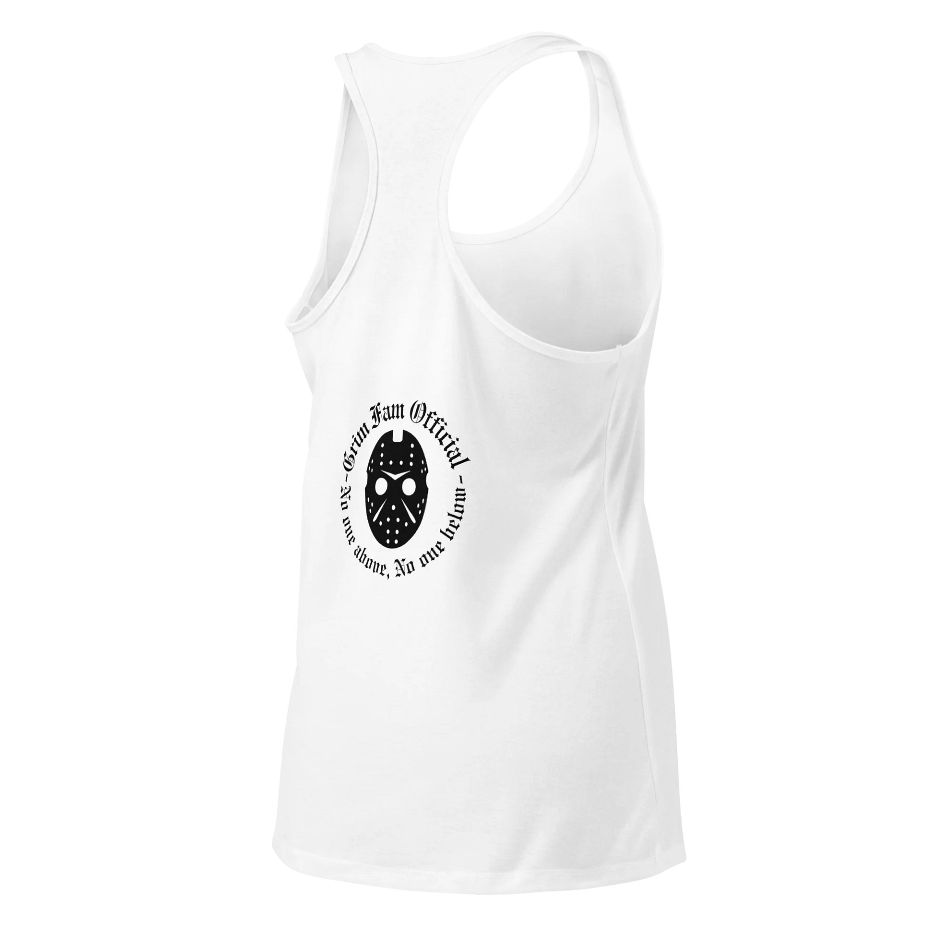 GRIMFAM OFFICIAL – WOMEN’S RACERBACK TANK TOP - #2 Black Text product image (28)