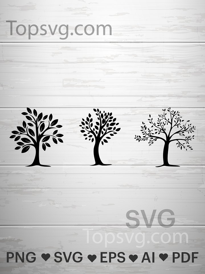 Tree Svg, Tree Vector, silhouette,Forest Clipart, Trees Cricut Cutting File product image (1)