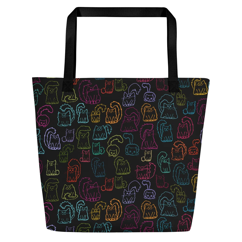 Sooo Many Cute Kitties Large Black Tote Bag product image (6)