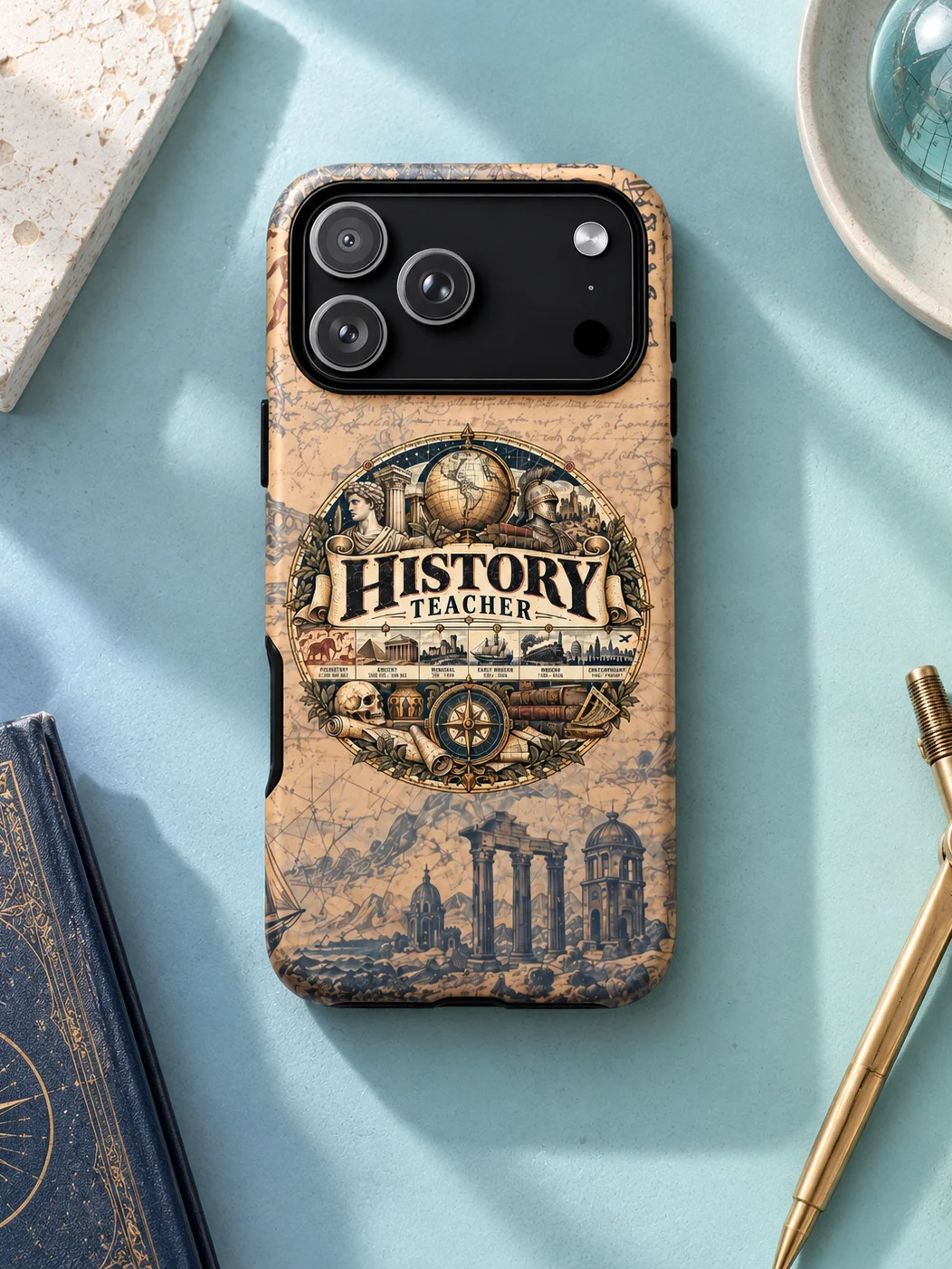 History Teacher Vintage Illustration iPhone Case, Matte Dual-Layer product image (1)