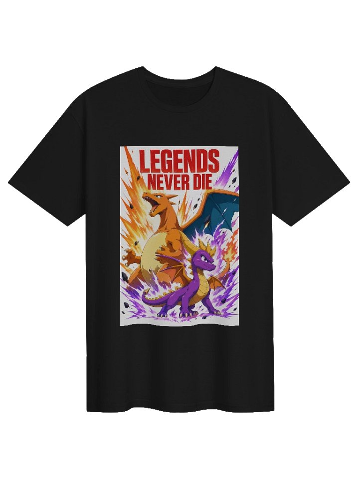 Legends Never Die Dragon Shirt | Charizard & Spyro Inspired Anime Gamer Tee | Retro Gaming Dragon Fan Art product image (4)