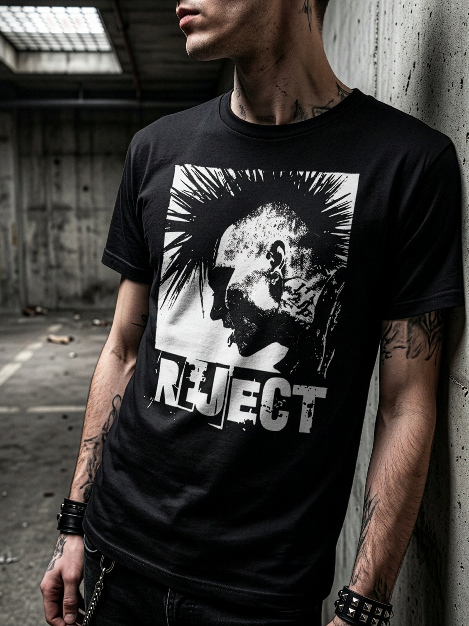 Reject Punk Graphic T-Shirt, Black Alternative Streetwear Punk Rock Tee product image (1)
