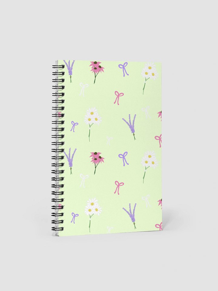 Wildflowers and Bows Pattern- Green Background Spiral Journal product image (1)