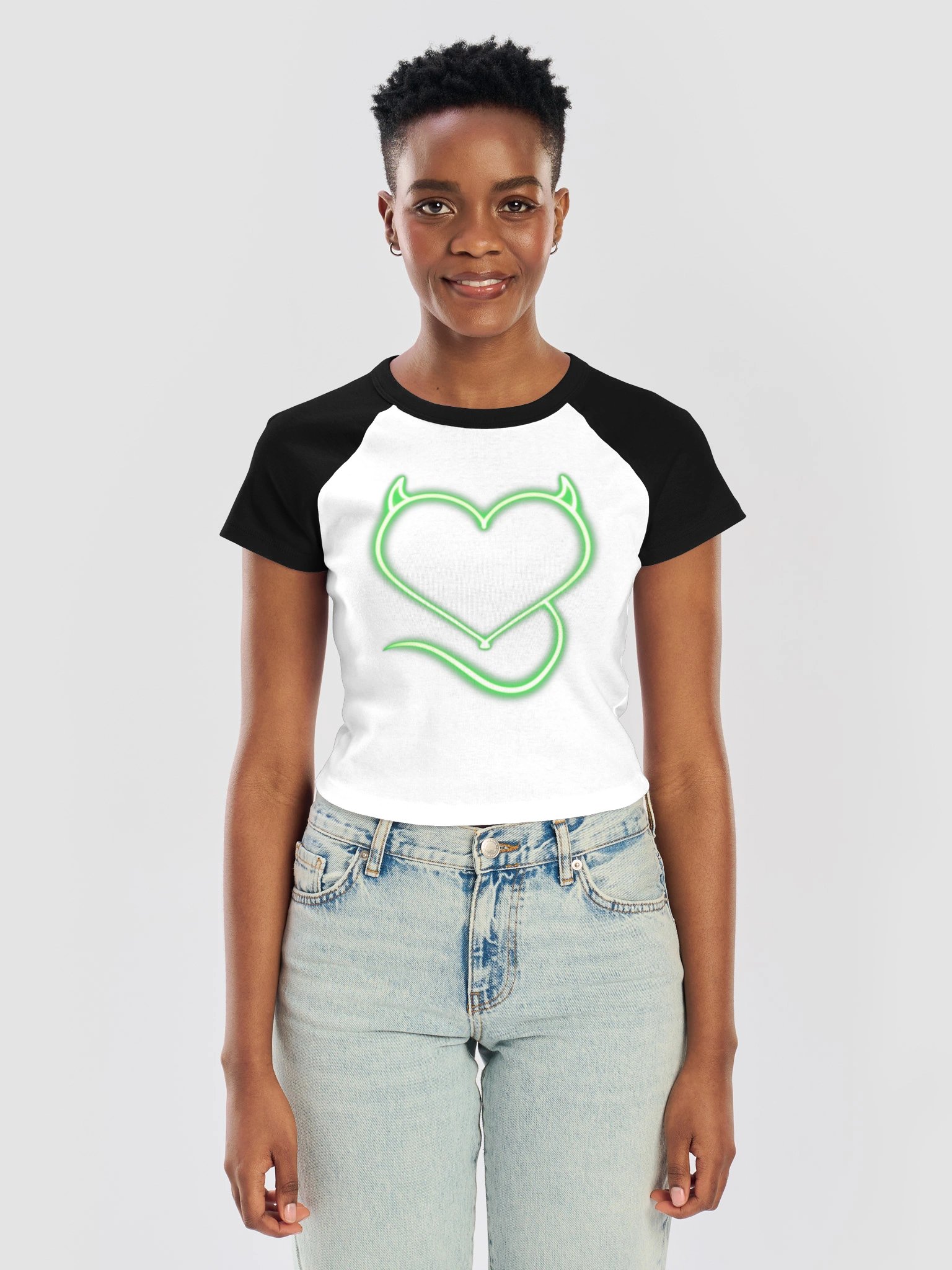 Electric Sin Heart Raglan Baby Tee product image (3)
