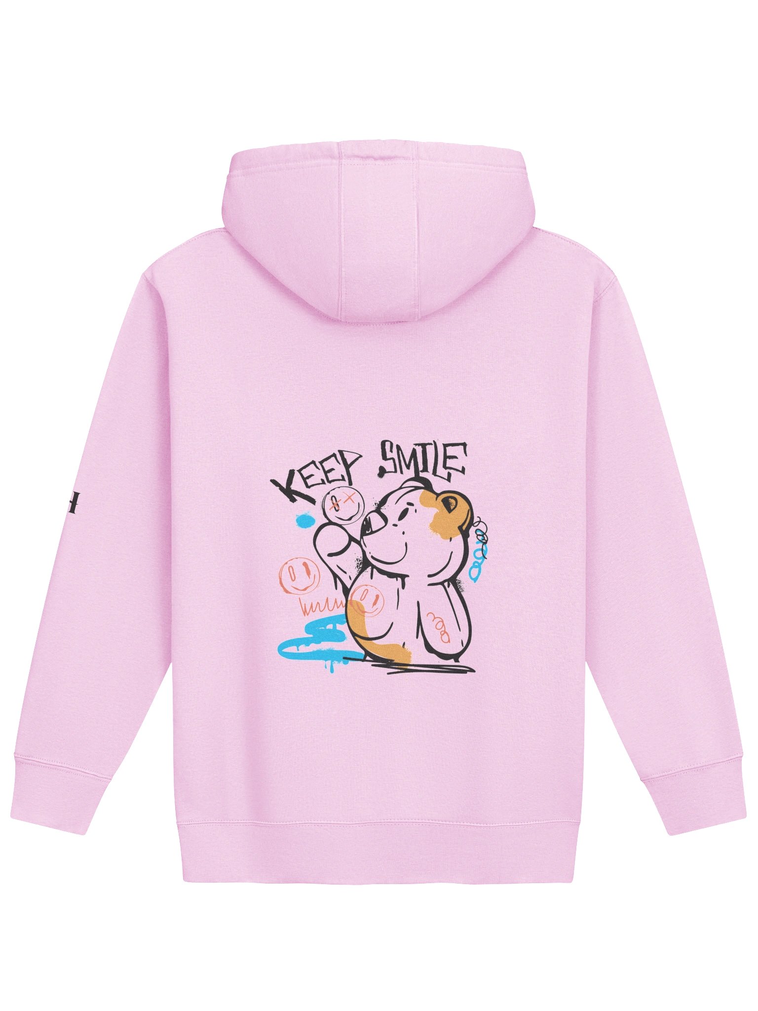"Broken Heart" Bear Hoodie – Pink Oversized Streetwear Pullover with Graffiti Teddy Graphic product image (2)