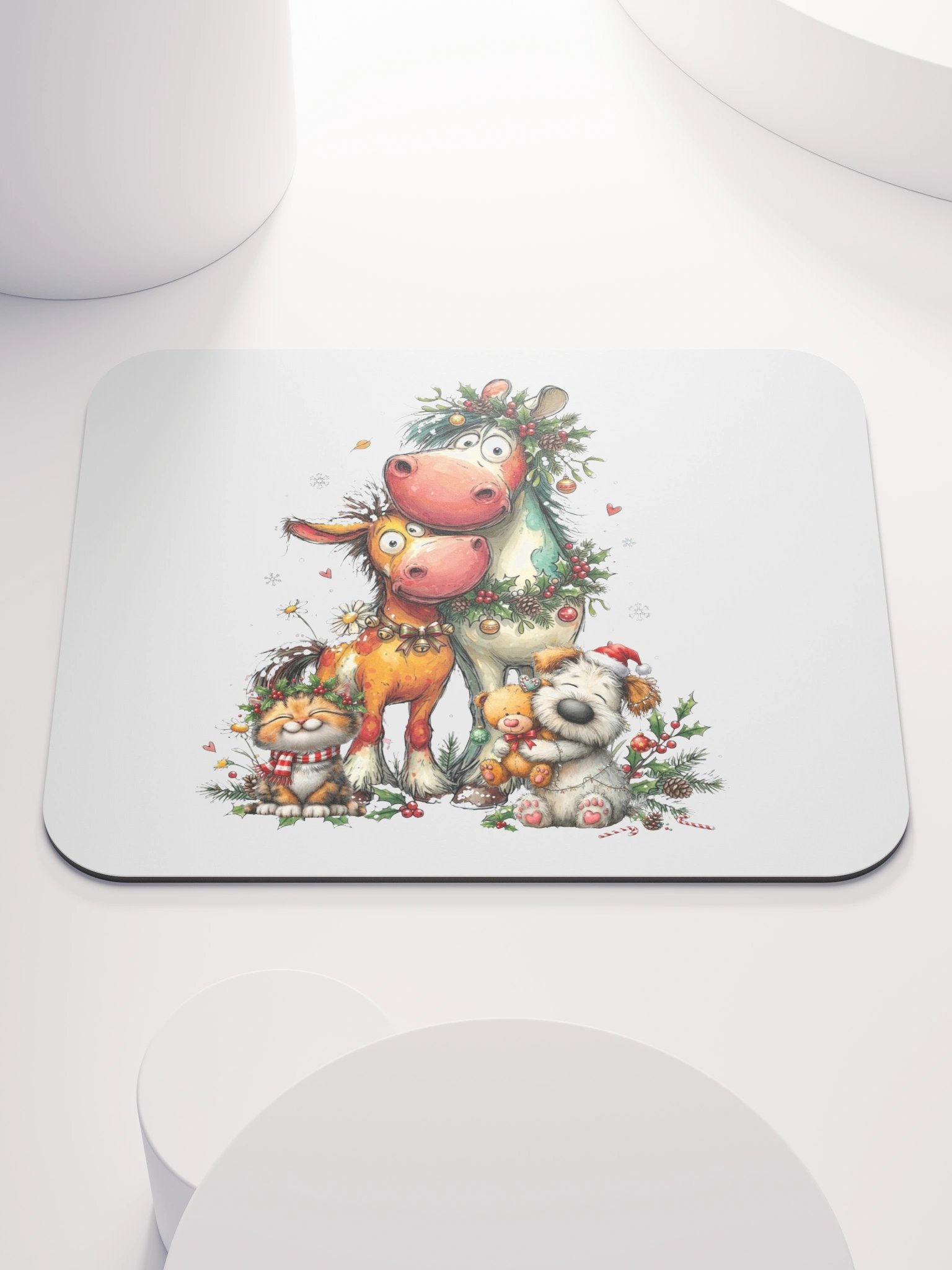 Whimsical Christmas Animals Mouse Pad product image (1)