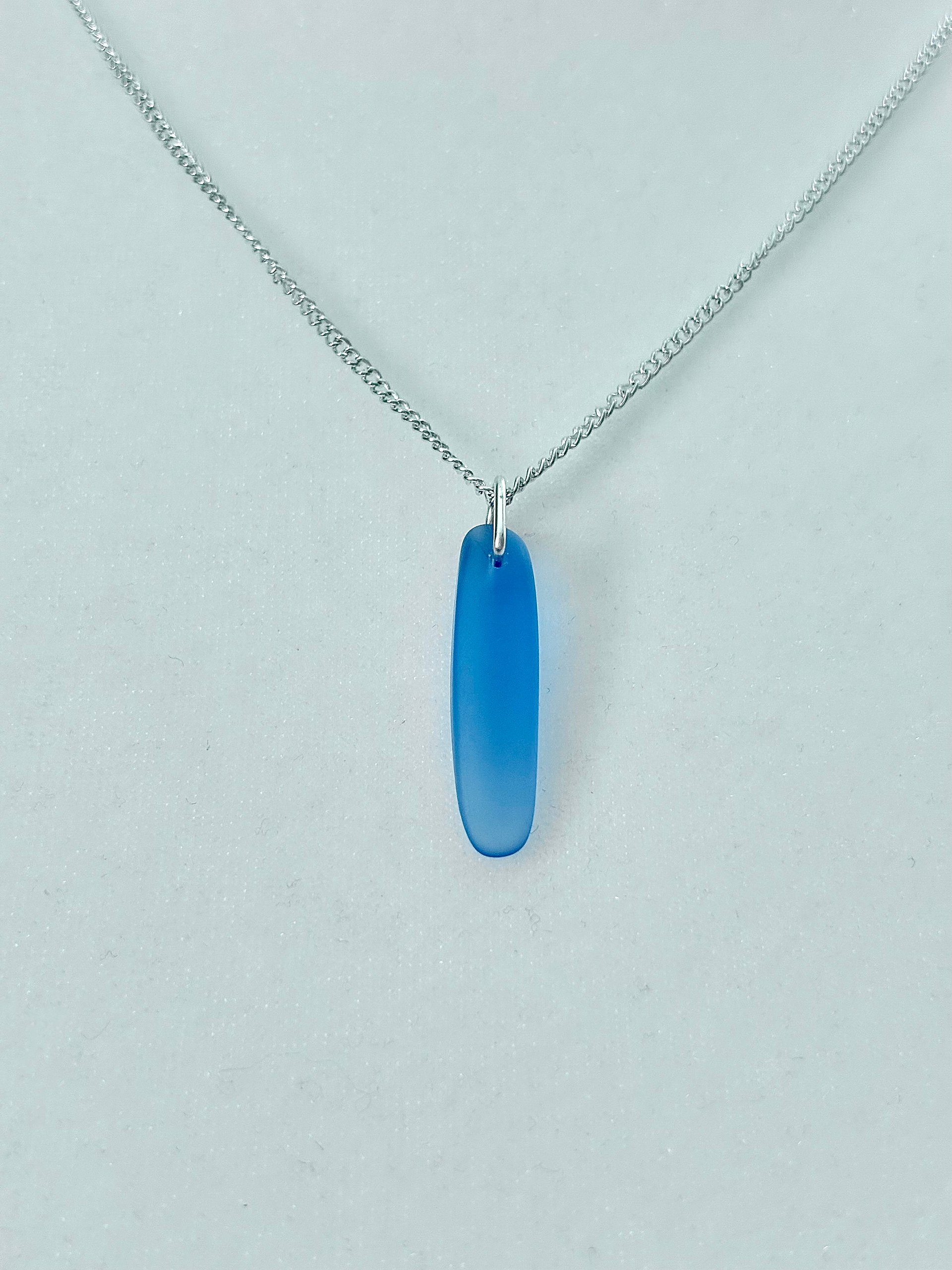 MFD-00040 | Medium Blue Sea Glass Pendant Necklace | Handmade Coastal Charm Jewelry by Monique Faella Designs™ product image (2)