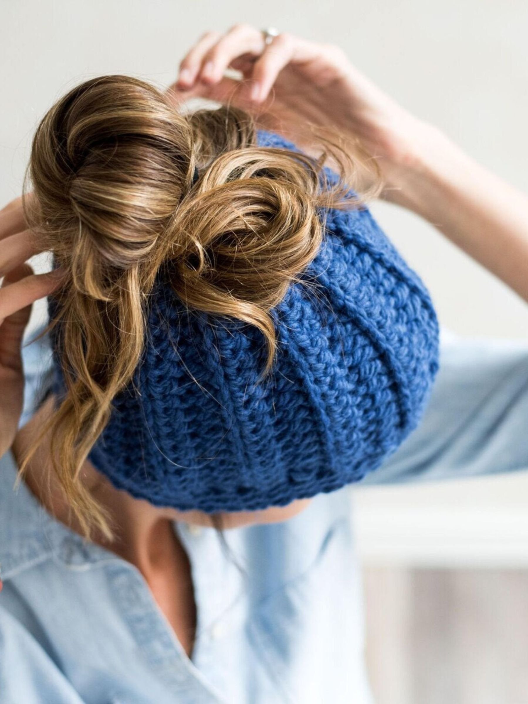 Messy Bun Beanie Crochet Pattern product image (7)