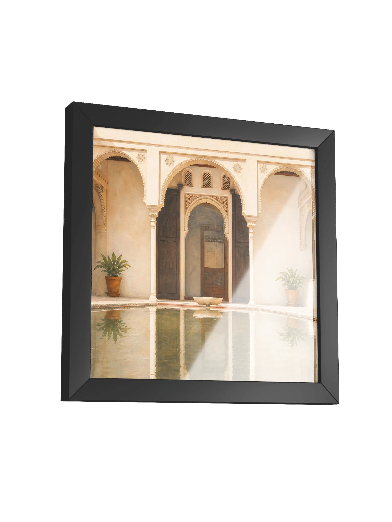 Andalusian Courtyard Wall Art - Neutral Beige Islamic Interior Decor wall art - framed product image (4)