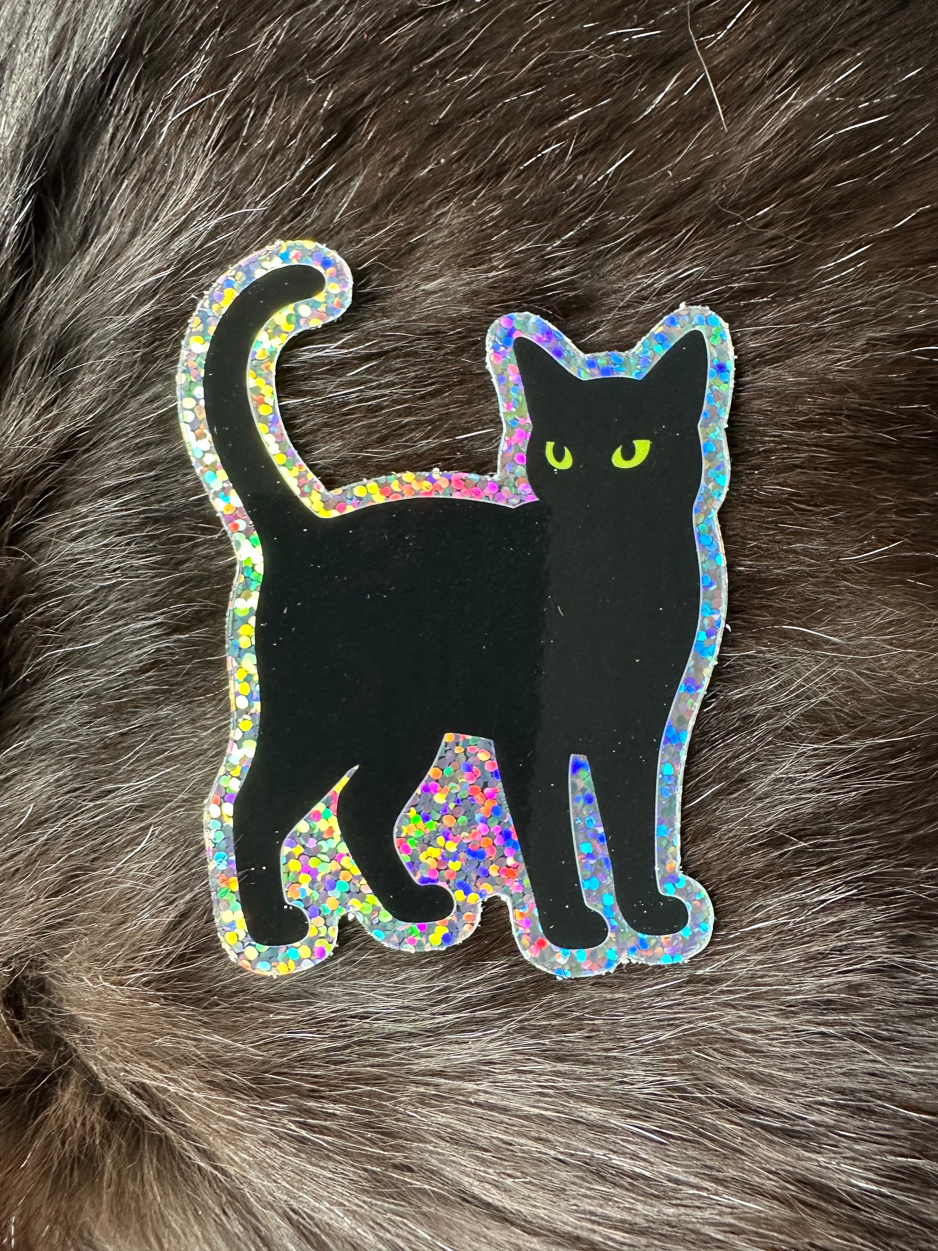 Glittery mysterious black cat sticker product image (1)
