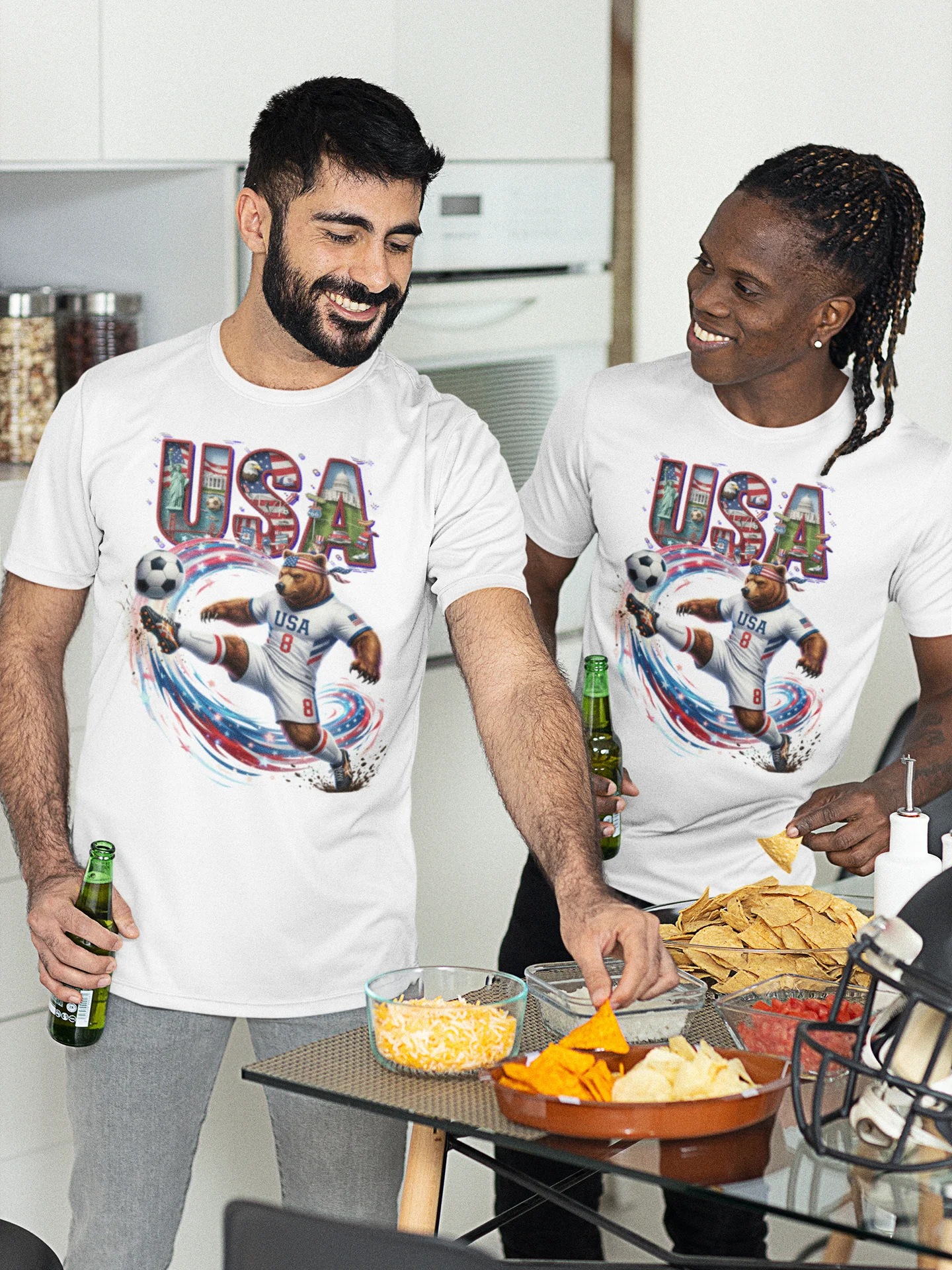 USA Bald Eagle Mascot Fan Art T-Shirt – Vibrant Culture & Soccer Streetwear product image (1)