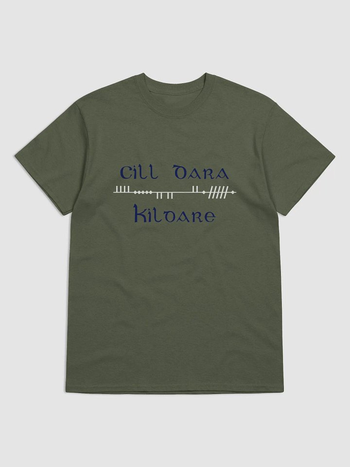 Kildare/Cill Dara, Scholastic style Ogham, white and navy, printed T-shirt product image (61)
